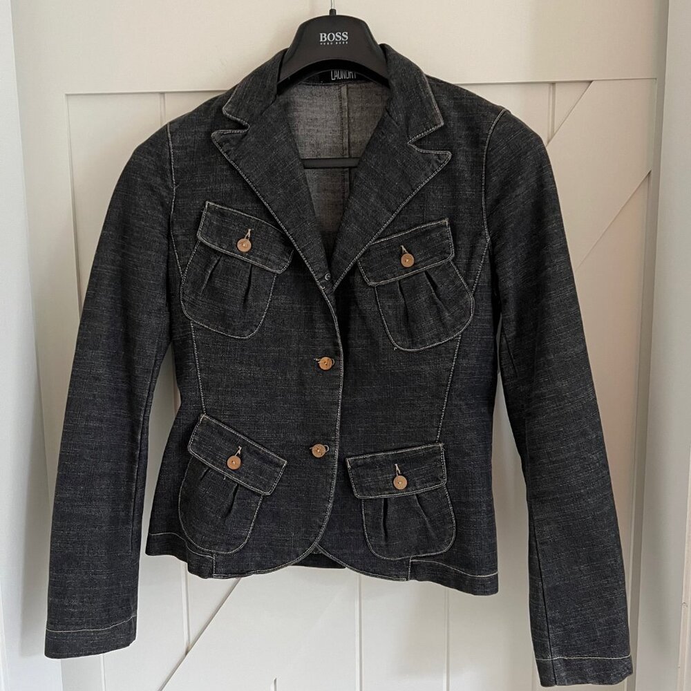 Laundry By Shelli Segal Black Denim Blazer Style Jacket